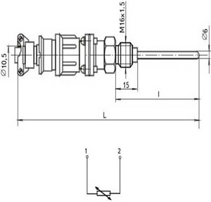 Рис.1. Габаритный чертеж термопреобразователя сопротивления ТСМ-364-01