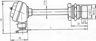 Рис.1. Габаритный чертеж термопреобразователя сопротивления ТСП-8044Р