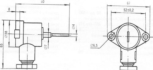 Рис.1. Габаритный чертеж термопреобразователя сопротивления ТСП-8045Р
